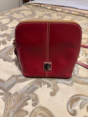 Dooney & Bourke Red Leather Square Crossbody with Gold Hardware